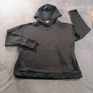 Nine West Active Hoodie Womens XL Black Quilted Long Sleeve Knit Pullover